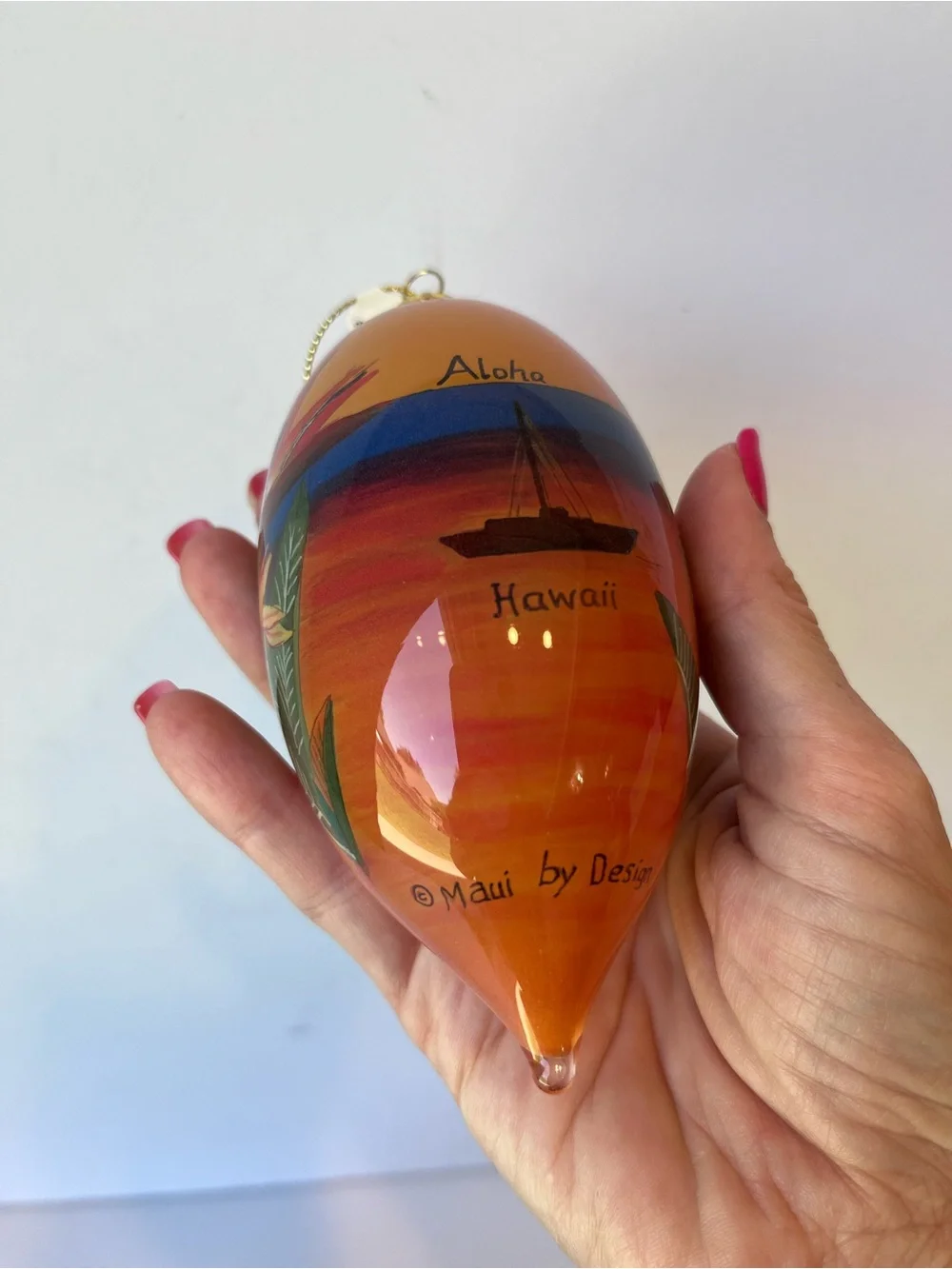 Hand Painted Glass Ornament Maui Hawaii